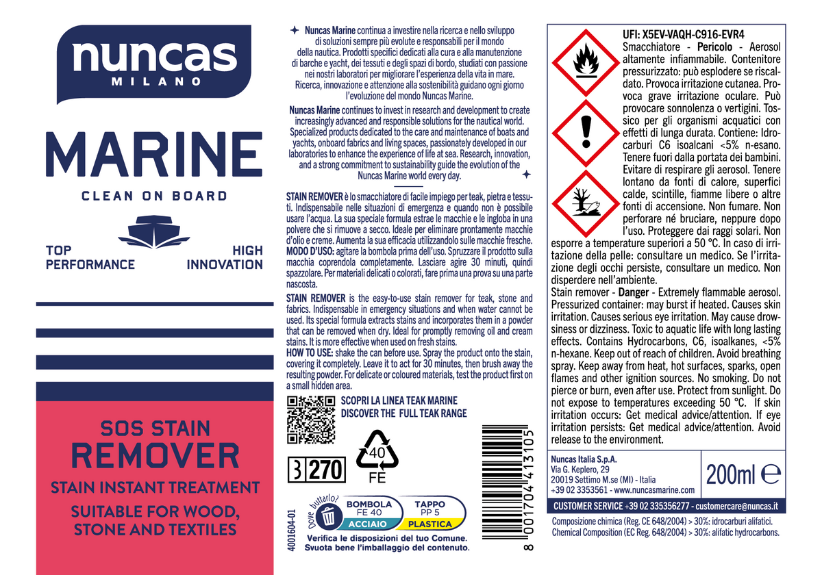 Nuncas Marine SOS Stain Remover - 150ml